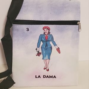 Mexican Loteria La Dama Cross Body Zip Bag